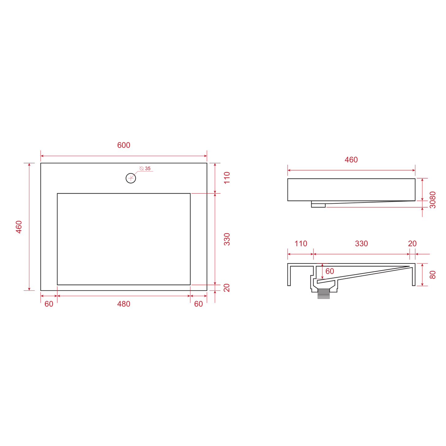 ZARIVO Mat Zwart - Wastafel Wit - 60cm - lomazoo.com