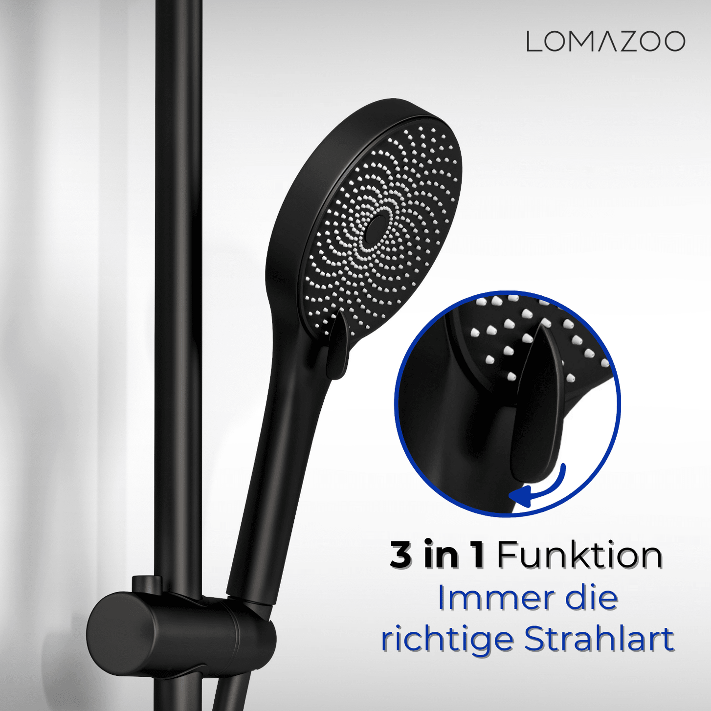 Handdouche Met Glijstang Zwart - lomazoo.com