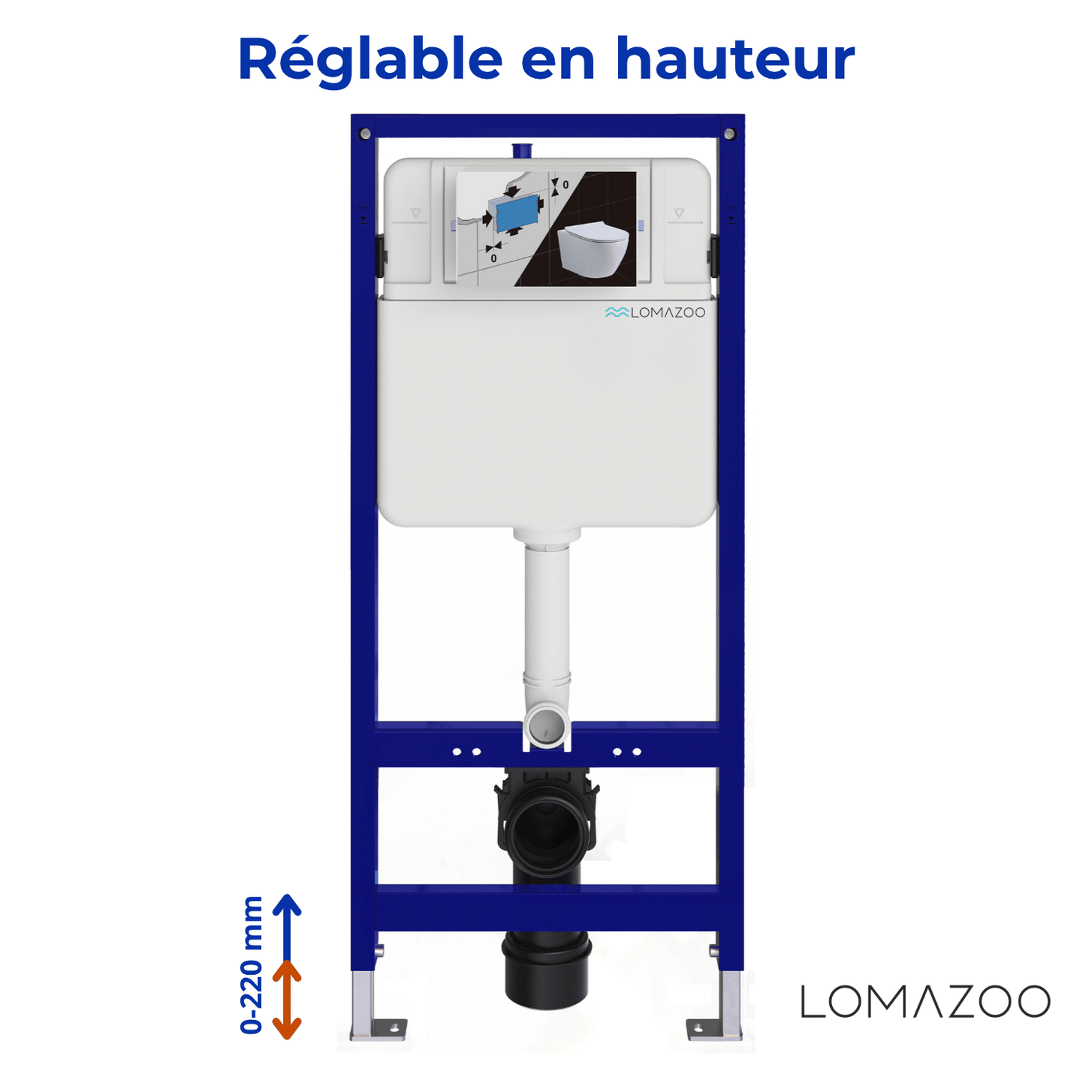Hangtoilet met Inbouwreservoir - Vierkant Zwart - Drukplaat Rond Gunmetal - Linea - lomazoo.com