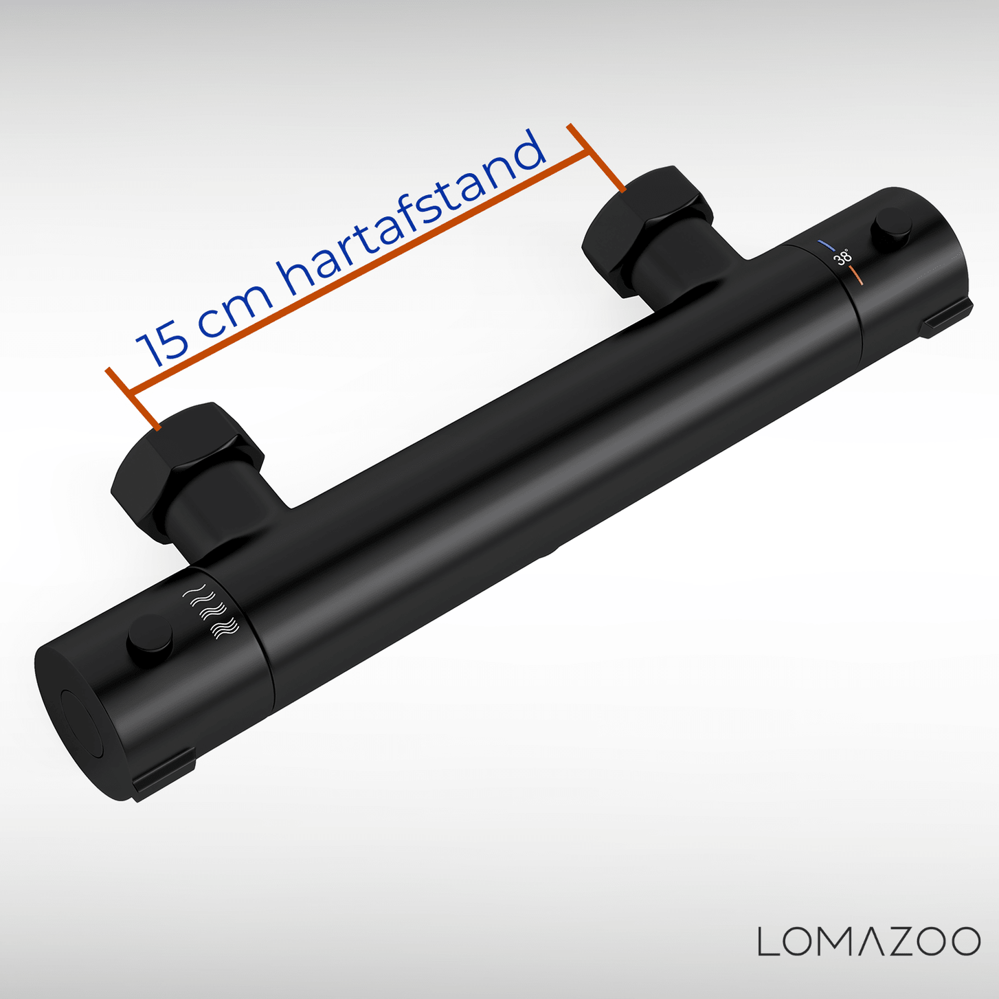 Thermostatische douchekraan Mat Zwart - 15cm - lomazoo.com