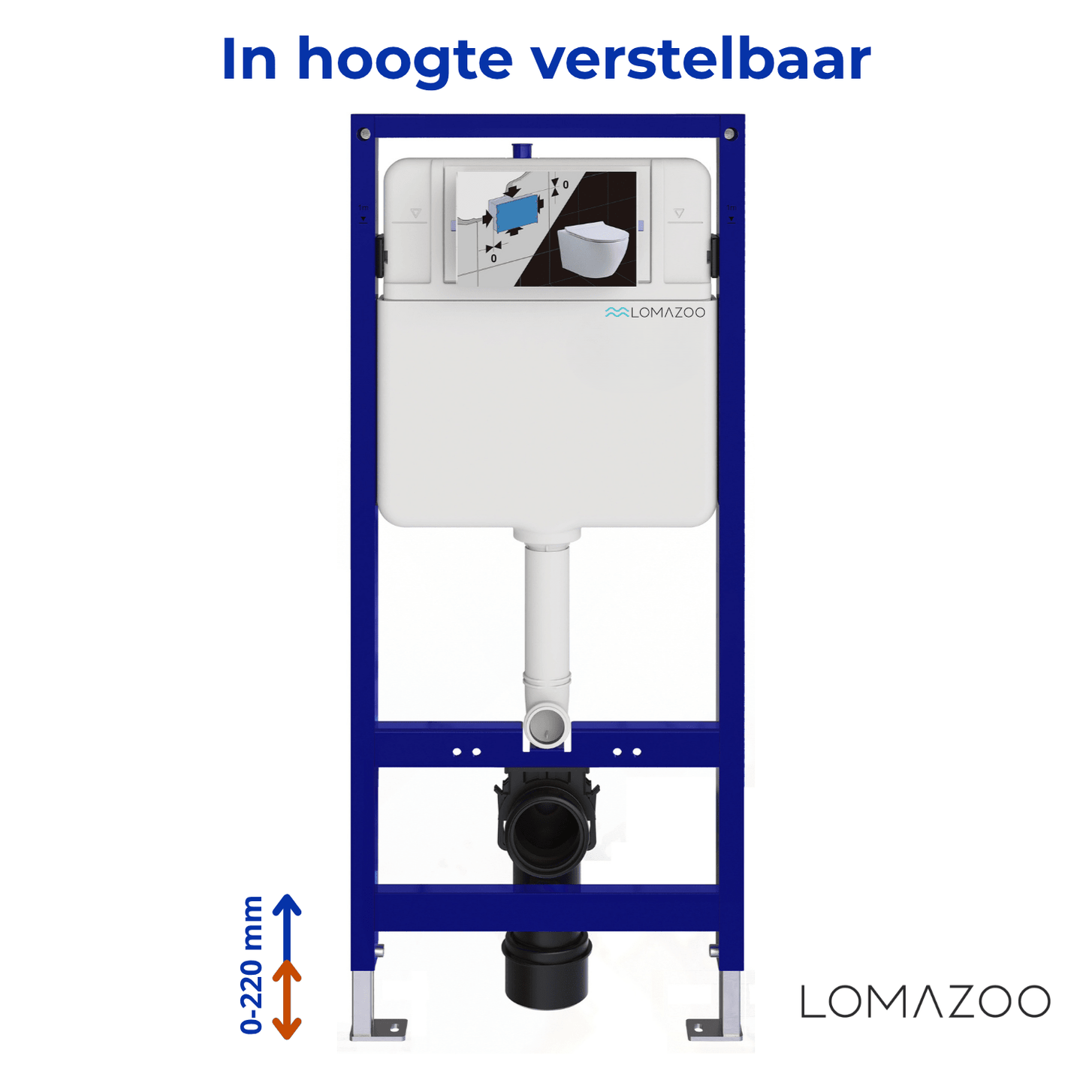 Hangtoilet met Inbouwreservoir - Vierkant Wit - Drukplaat Vierkant Chroom - Linea - lomazoo.com