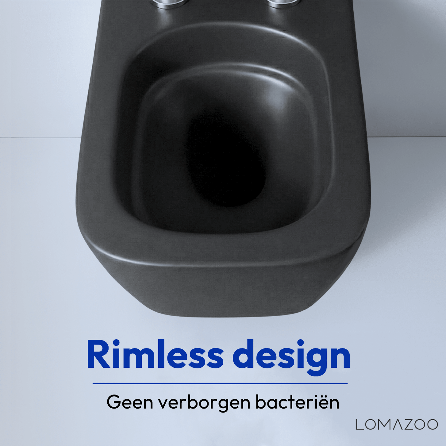Hangtoilet met Inbouwreservoir - Vierkant Zwart - Drukplaat Rond Gunmetal - Linea - lomazoo.com