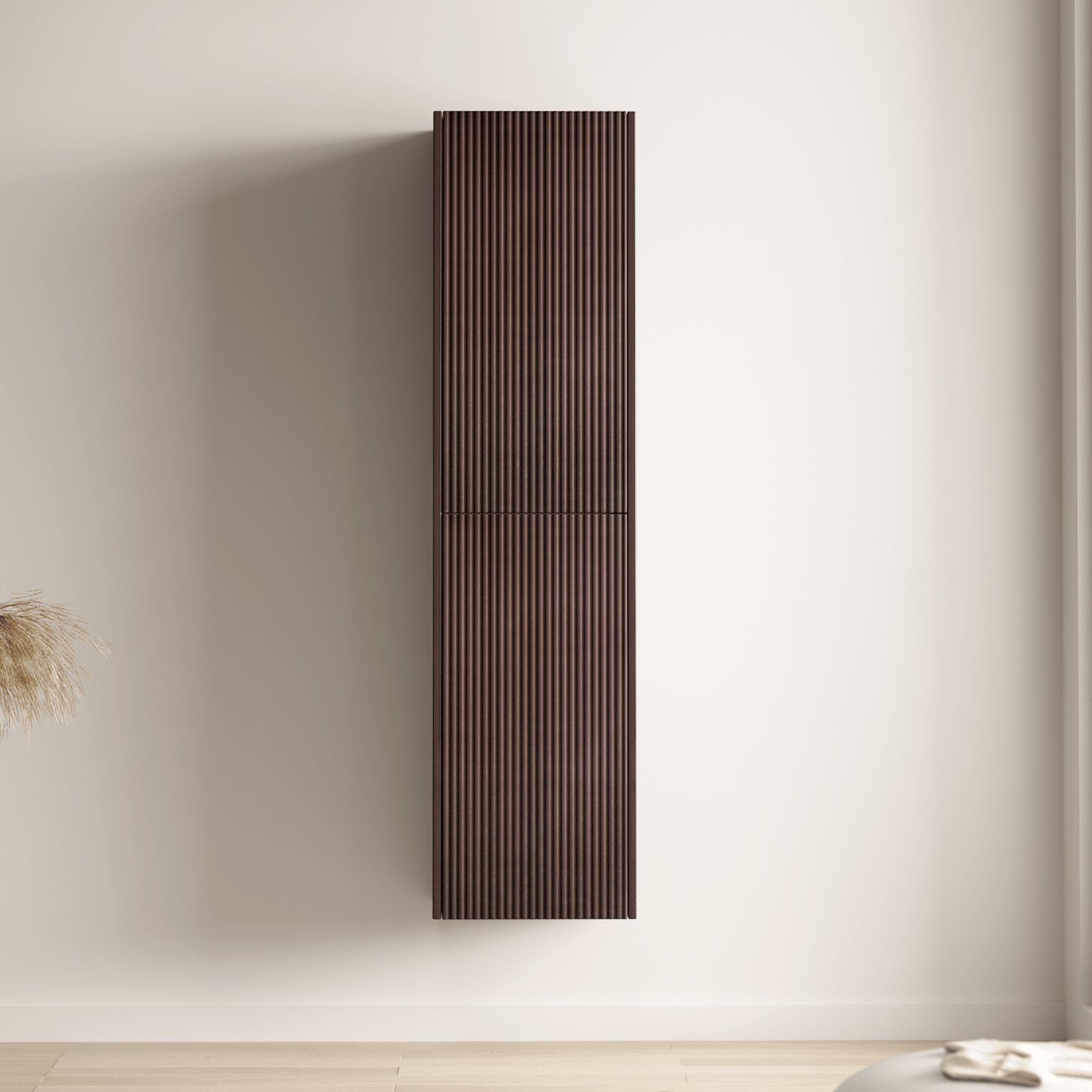Badmeubelset TROPANI 60 cm - Walnoot - Ribbel front - Waskom Zwart - lomazoo.com