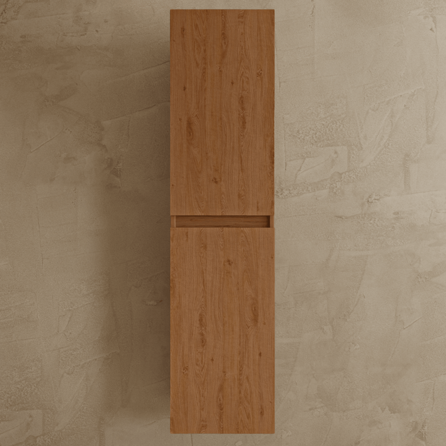 Badmeubelset VERONA 60 cm - Met Kolomkast - Warm Eiken - Wastafel Wit - lomazoo.com