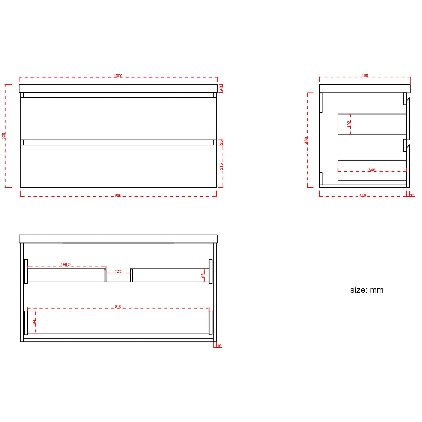 ZARIVO Mat Zwart - Wastafel Wit - 100cm - lomazoo.com
