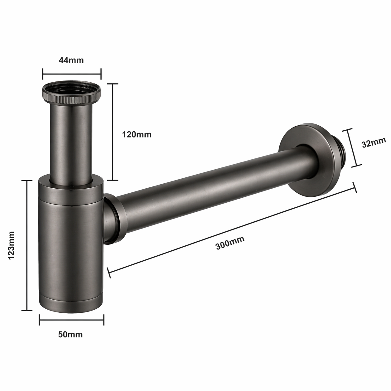 Waschbecken-Siphon 44 mm – Gun Metal