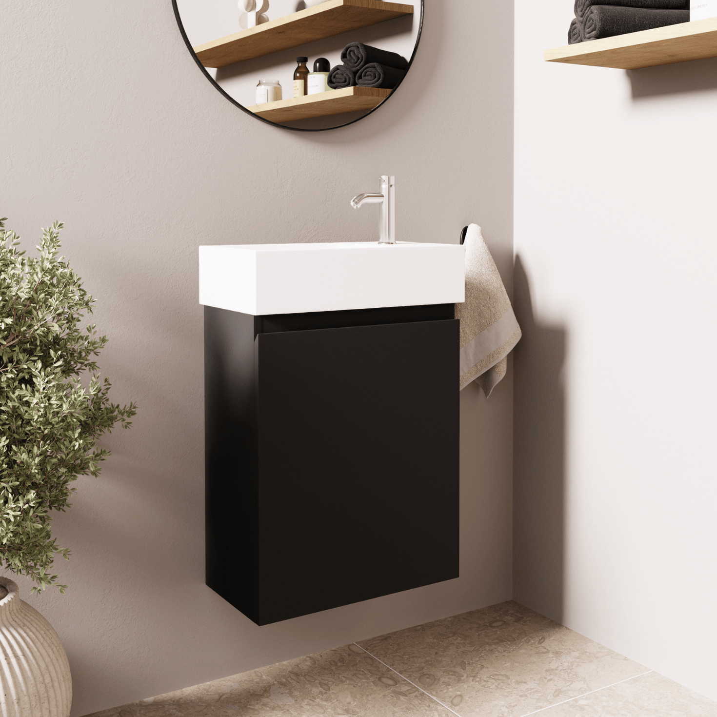 MALIBU Mat Zwart - Wastafel Wit - lomazoo.com