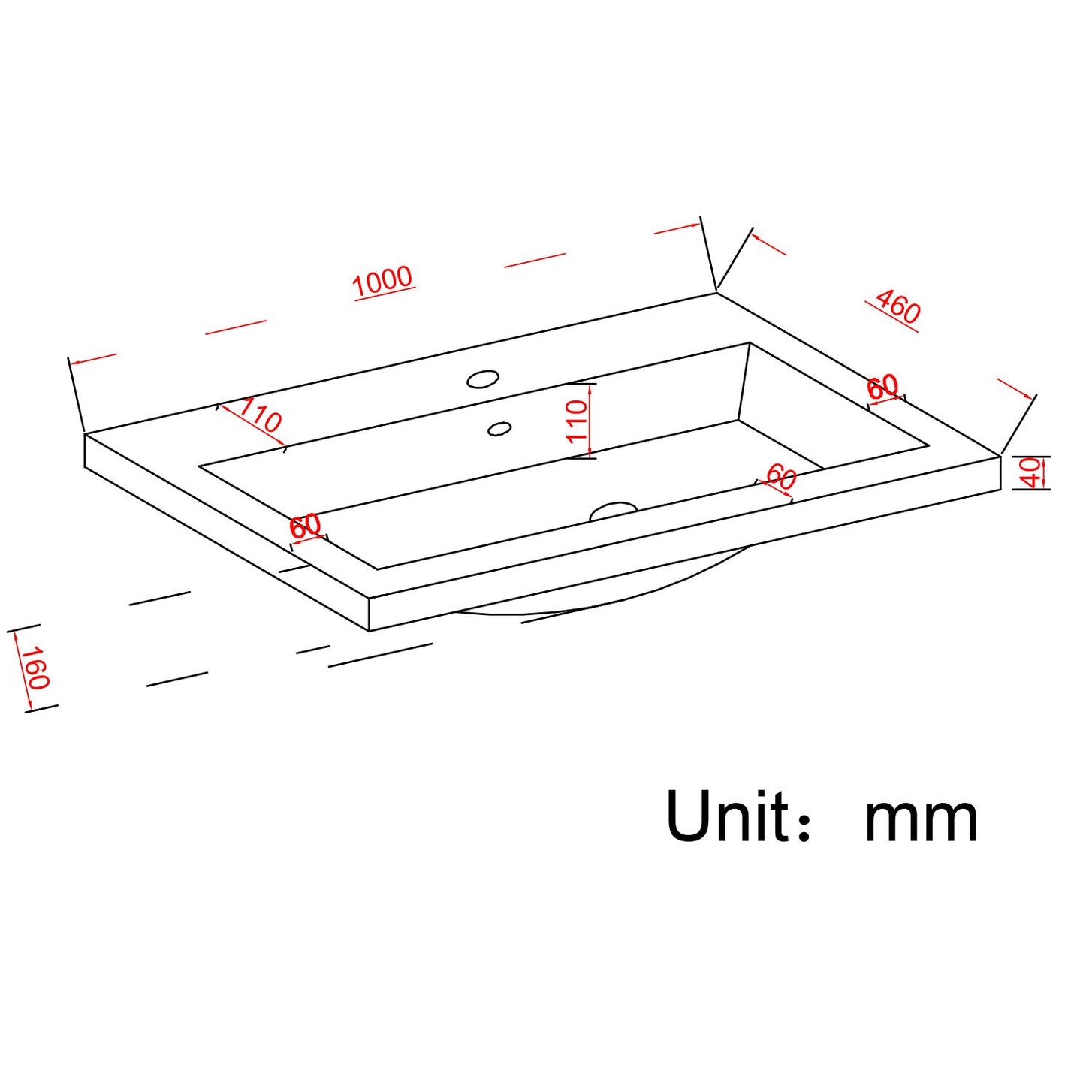 MODENA Greige - Wastafel Zwart - 100cm - lomazoo.com